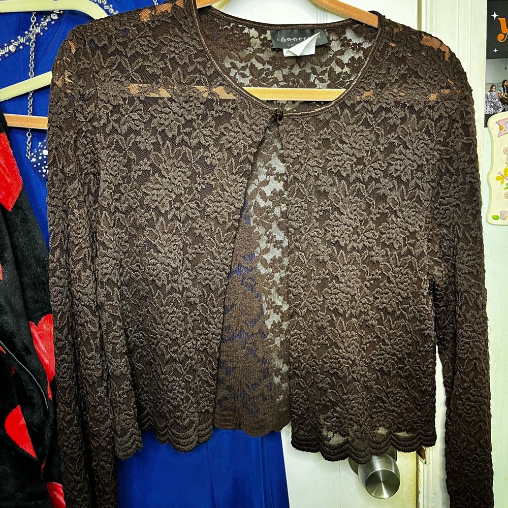 Connected Apparel Chocolate Lace Top